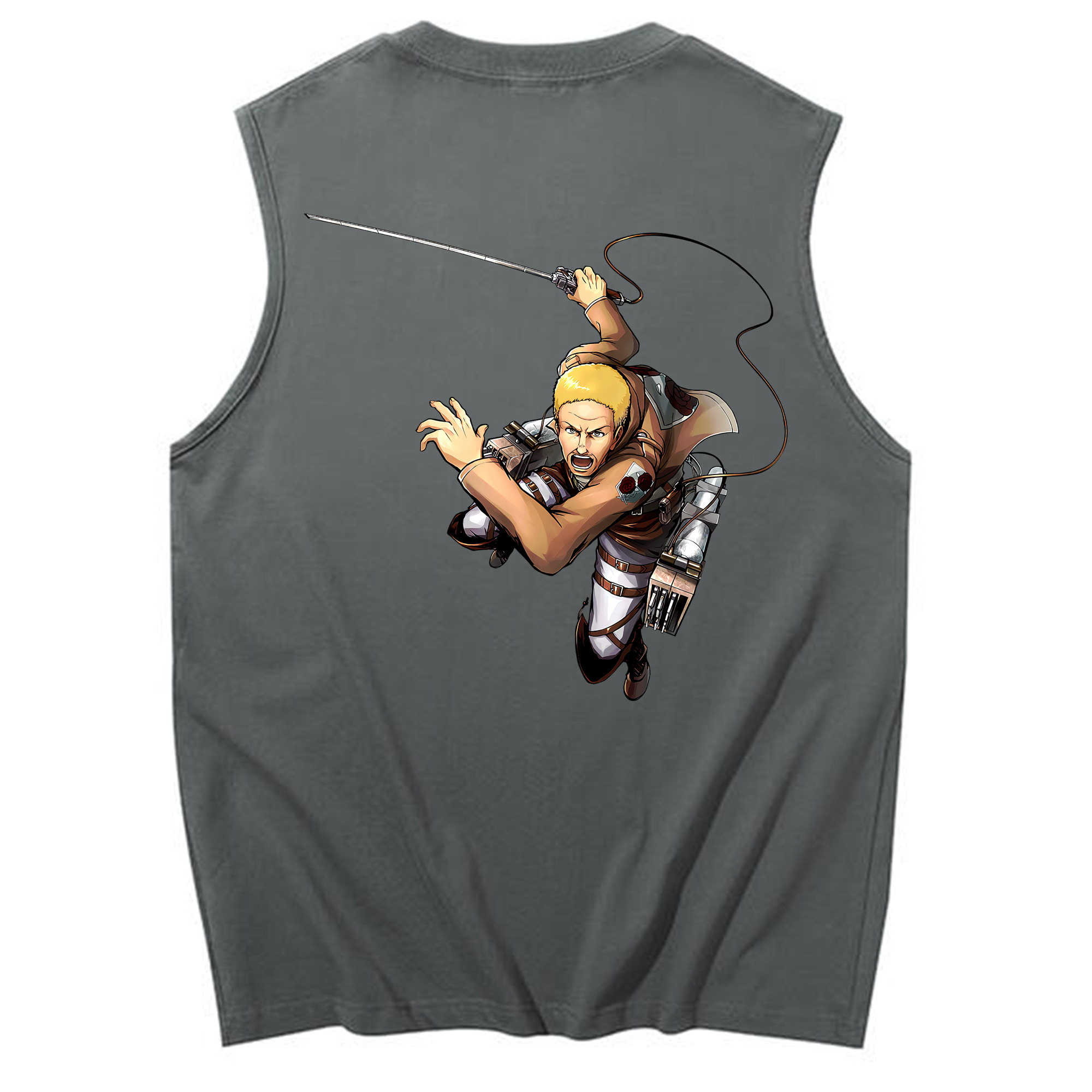 （画像用） 進撃の巨人 ハンネス Attack on Titan Hannes コットン100％タンクトップ（背面プリント）